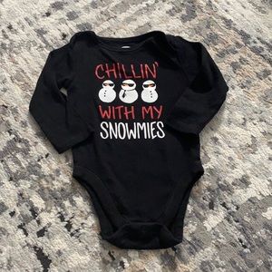 Baby Boy Old Navy Long Sleeve Snowman Winter Onesie 6-12 Months